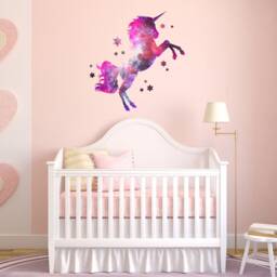 Full Colour Cosmic Unicorn Wall, PVC Decal, Fantasy, Art, 3D Sticker, Modern Transfer, Galaxy - thumbnail 2