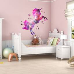 Full Colour Cosmic Unicorn Wall, PVC Decal, Fantasy, Art, 3D Sticker, Modern Transfer, Galaxy - thumbnail 3