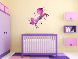 Full Colour Cosmic Unicorn Wall, PVC Decal, Fantasy, Art, 3D Sticker, Modern Transfer, Galaxy - thumbnail 1