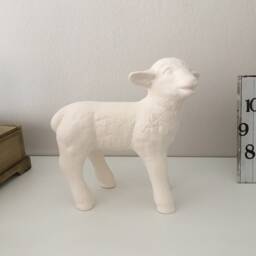 Lamb Figurine, Christmas Decoration, Ready To Paint, Ceramic Baby Lamb, Bisque, Paintable Ceramics, Figure, Craft Paint - thumbnail 2