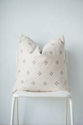 Cream Brown Dot Block Print Pillow - thumbnail 1