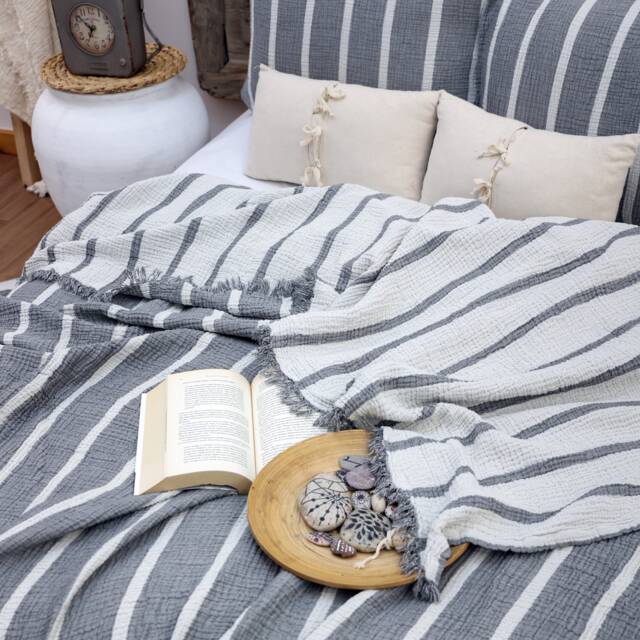 Ethnic Bohemian Cotton Muslin Blanket, House Warming Gift, Queen Or King Size Blanket - image 1