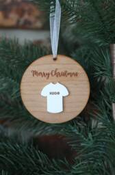 Personalised Football Shirt Christmas Ornament Engraved Wood & Acrylic