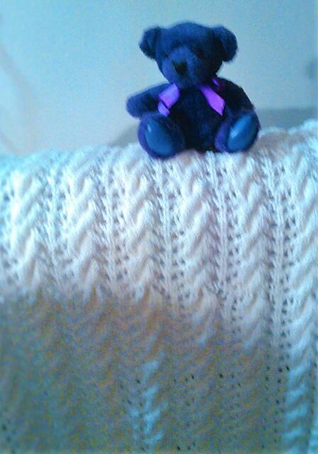 Soft-White Cables & Lace Handmade Hand-Knitted Baby Afghan, Blanket Or Lap - image 1