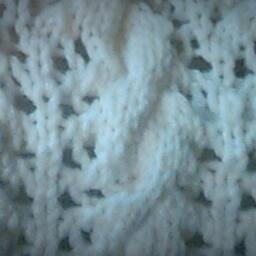 Soft-White Cables & Lace Handmade Hand-Knitted Baby Afghan, Blanket Or Lap - thumbnail 2