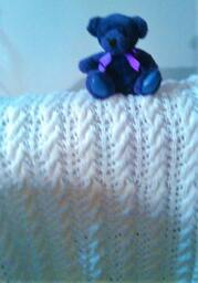 Soft-White Cables & Lace Handmade Hand-Knitted Baby Afghan, Blanket Or Lap
