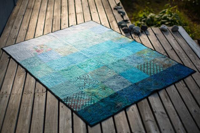 Modern Throw Size Ocean Quilt - Made To Order - image 1