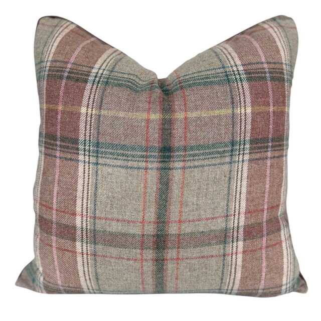 Lee Jofa Mulberry Luxury Designer Shetland Plaid Beige Green Decorative Cushion Pillow Cover - image 1