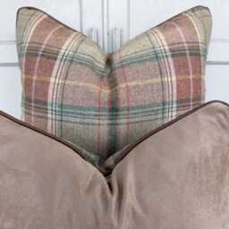Lee Jofa Mulberry Luxury Designer Shetland Plaid Beige Green Decorative Cushion Pillow Cover - thumbnail 4