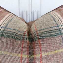 Lee Jofa Mulberry Luxury Designer Shetland Plaid Beige Green Decorative Cushion Pillow Cover - thumbnail 3