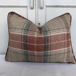Lee Jofa Mulberry Luxury Designer Shetland Plaid Beige Green Decorative Cushion Pillow Cover - thumbnail 2