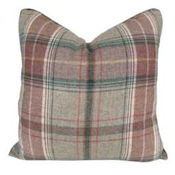 Lee Jofa Mulberry Luxury Designer Shetland Plaid Beige Green Decorative Cushion Pillow Cover - thumbnail 1