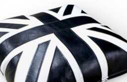 Handmade Union Jack Scatter Cushion Real Leather Black & White Fast Delivery - #6