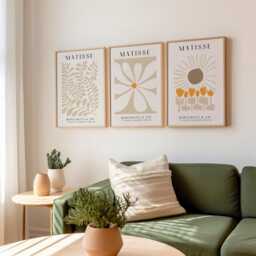 3 Beige Matisse Prints, Set Of Prints - Botanical, Floral & Tulip - Neutral Cream Wall Art Trio Minimalist Print Collection - thumbnail 2