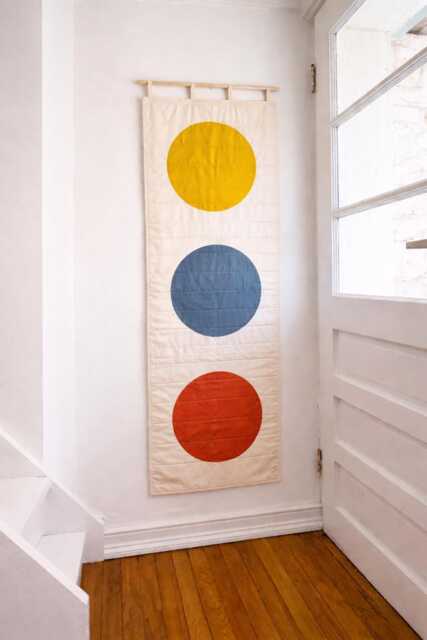Primary Colors, Three Circles Quilted Wall Hanging - image 1