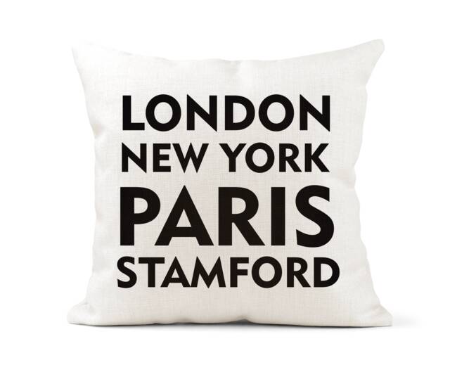Personalised Cream Canvas Cushion, Scatter Home Decor, London, New York, Paris, Your Place/City/Town, Wedding Family Gift - image 1
