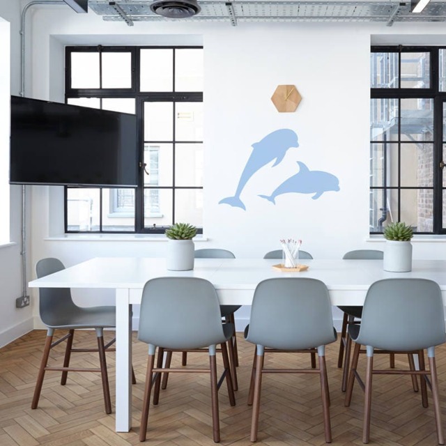 Dolphin Silhouette Wall Decal - Modern Sea Life Vinyl Sticker - image 1
