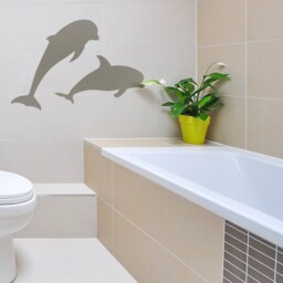 Dolphin Silhouette Wall Decal - Modern Sea Life Vinyl Sticker - thumbnail 2
