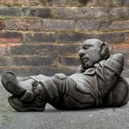 Sleeping Farmer Statue Concrete On Barrel Sculpture Country Yard Ornament Rustic Garden Decor Handmade Outdoor Figurine Farm Gift - thumbnail 3