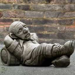 Sleeping Farmer Statue Concrete On Barrel Sculpture Country Yard Ornament Rustic Garden Decor Handmade Outdoor Figurine Farm Gift - thumbnail 1
