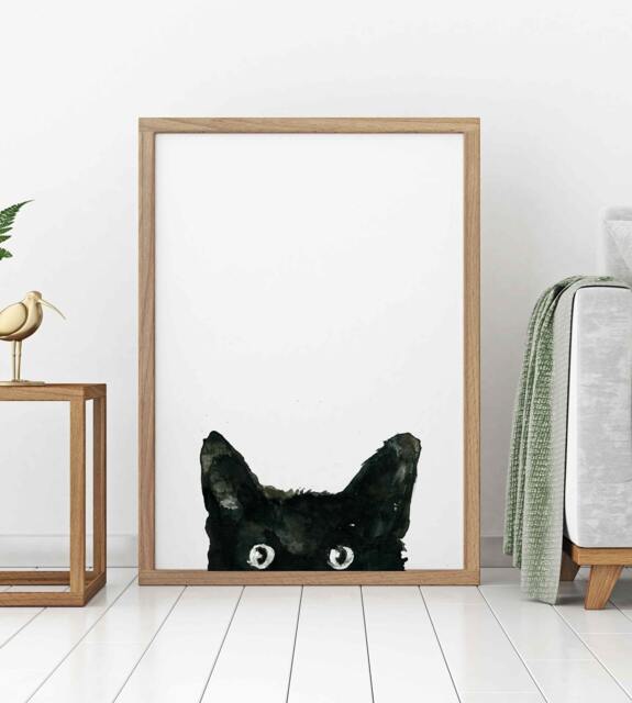 Black Cat, 29, 7x42 cm, Watercolour, Home Decor, Birthday Gift, Animal Poster, Bedroom Housewarming Urbanjunglestories - image 1