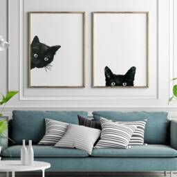 Black Cat, 29, 7x42 cm, Watercolour, Home Decor, Birthday Gift, Animal Poster, Bedroom Housewarming Urbanjunglestories - thumbnail 2