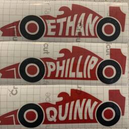 Custom Vinyl Decal - Race Car Checkered Flag Kids Room Door Wall Above Bed Personalized Name - thumbnail 3