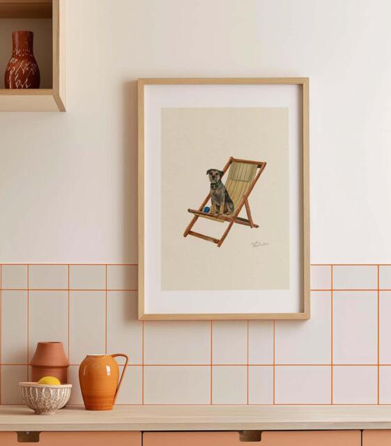 Border Terrier Print - Dogs On Chairs Collection 5x7 Inches/A5 A4 A3 - image 1