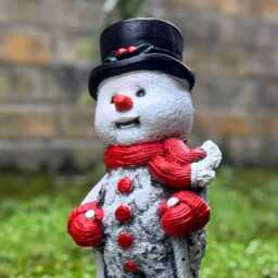 Concrete Snowman Statue With Top Hat Stone Christmas Sculpture Winter Ornament Cement Figurine Festive Yard Decor - thumbnail 2