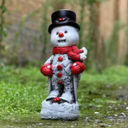 Concrete Snowman Statue With Top Hat Stone Christmas Sculpture Winter Ornament Cement Figurine Festive Yard Decor - thumbnail 3