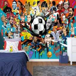 Football Legends Wallpaper Mural, Boys Room Decor, Peel & Stick Decal - thumbnail 2