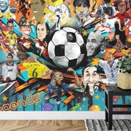 Football Legends Wallpaper Mural, Boys Room Decor, Peel & Stick Decal - thumbnail 3