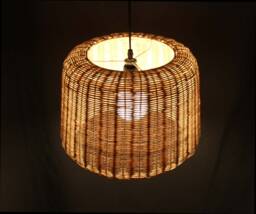 Circular Truncated Cone Rattan Pendant Light, Rustic Lighting, Decoration Home Lamp, Width 14
