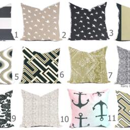 Outdoor Pillows Or Indoor Custom Cover Size Include 16x16, 18x18 - Cavern Grey Charcoaltan Sand Taupe Khaki Modern Geometric Native Tribal - thumbnail 2