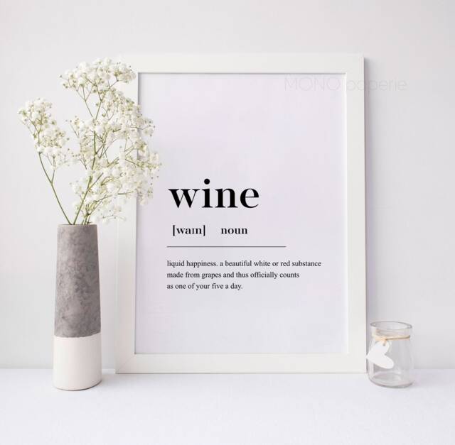 Wine Definition Print - Home Decor Contemporary Wall Art Gift Idea Prints- Kitchen Poster