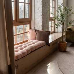 Linen Bench Cushion, Seat Cushion, Floor Window Seat Seat, French Cushion Sofa Cushion - thumbnail 2