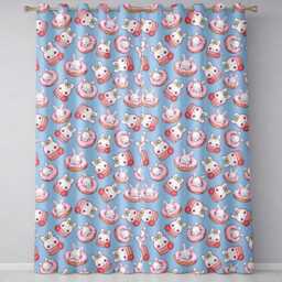 Cute Bunny Donut Strawberry Dessert Kawaii Blue Background Seamless Pattern Readymade Eyelet Ring Top Thermal 100% Blackout Curtains - thumbnail 2