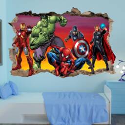 Superheroes Wall Stickers Spiderman Hulk Avengers Decal Mural Poster Kids Boys Room Decor 1111 - thumbnail 2