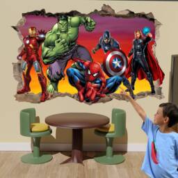 Superheroes Wall Stickers Spiderman Hulk Avengers Decal Mural Poster Kids Boys Room Decor 1111 - thumbnail 3