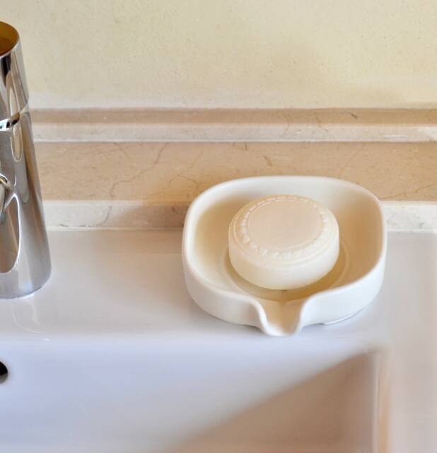 Self-Draining Porcelain Soap Dish, Handmade Ceramic Holder, 4 Glaze Colours, Roman Style Spout Drain - image 1