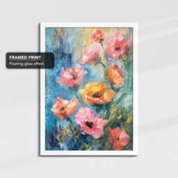 Vibrant Flowers Oil Painting Abstract Floral Art Framed Poster Print & Canvas Wall Decor Bedroom Home Interior Flower Gift - thumbnail 3