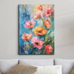 Vibrant Flowers Oil Painting Abstract Floral Art Framed Poster Print & Canvas Wall Decor Bedroom Home Interior Flower Gift