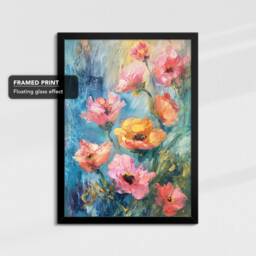 Vibrant Flowers Oil Painting Abstract Floral Art Framed Poster Print & Canvas Wall Decor Bedroom Home Interior Flower Gift - thumbnail 2