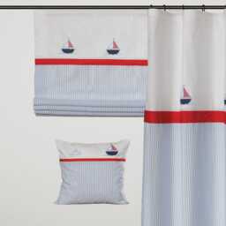 Rollo Liv - Embroidery Boats - Roman Blind - Made To Measure Possible - thumbnail 2