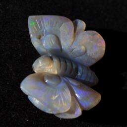Australian Butterfly Opal Carving Semi-Blackopal Red Multicolor Fire - 57.9 Cts - thumbnail 2