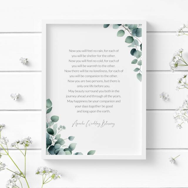 Apache Wedding Blessing Print - Native American Marriage Poem Romantic Wall Art First Anniversary Gift Unframed - image 1