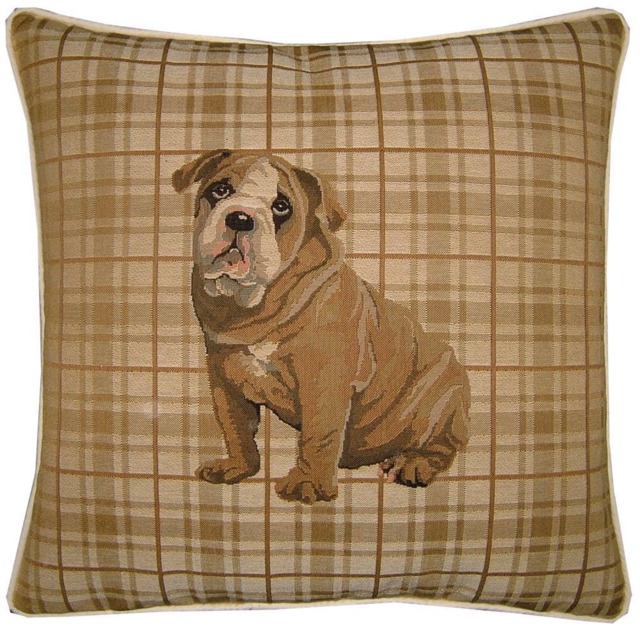 Bulldog Light Tartan Tapestry Cushion Cover Sham - image 1