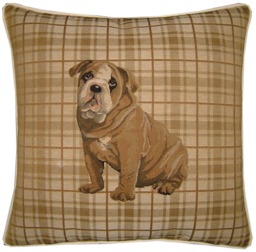Bulldog Light Tartan Tapestry Cushion Cover Sham - thumbnail 1