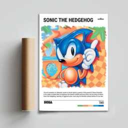 Sonic - 1991 Retro Game Poster - Video Art Print Gaming Gift A5-A4-A3-A2-A1 Unframed Canvas For Frame Or Hanger - thumbnail 3