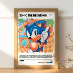 Sonic - 1991 Retro Game Poster - Video Art Print Gaming Gift A5-A4-A3-A2-A1 Unframed Canvas For Frame Or Hanger - thumbnail 2